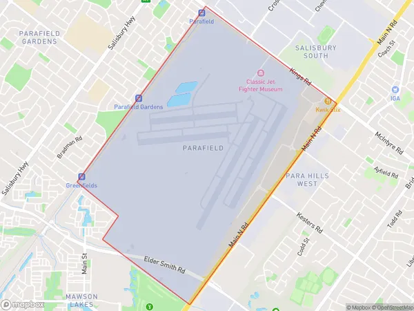 Parafield, South Australia Polygon Area Map