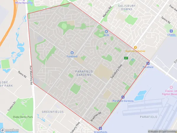 Parafield Gardens, South Australia Polygon Area Map