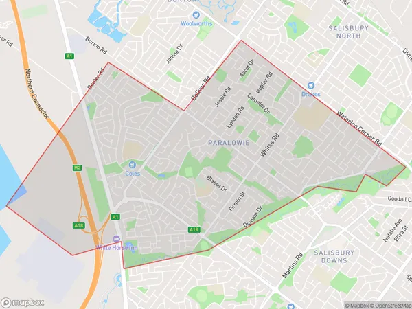 Paralowie, South Australia Polygon Area Map