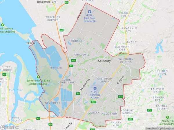 Salisbury, South Australia Polygon Area Map