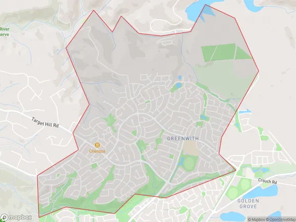 AU PostCode 5125 Suburbs Map for Greenwith