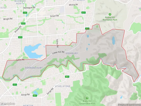 ZipCode 5075 Areas Map for Highbury - Dernancourt