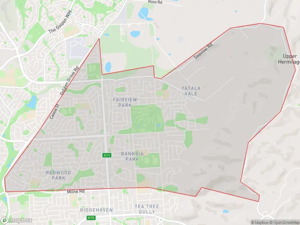 AU PostCode 5131 Suburbs Map for Redwood Park