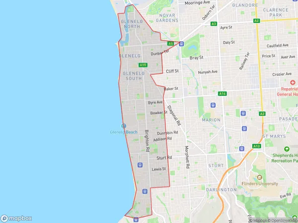 Holdfast Bay, South Australia Polygon Area Map