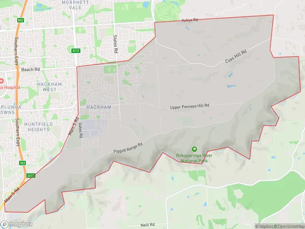 Hackham Onkaparinga Hills, South Australia Polygon Area Map