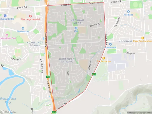 Hackham West Huntfield Heights, South Australia Polygon Area Map