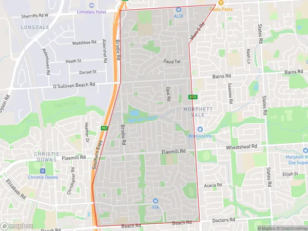 Morphett Vale West, South Australia Polygon Area Map