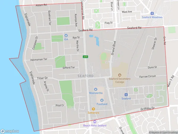 AU PostCode 5167 Suburbs Map for Seaford (SA)