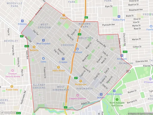 Hindmarsh Brompton, South Australia Polygon Area Map