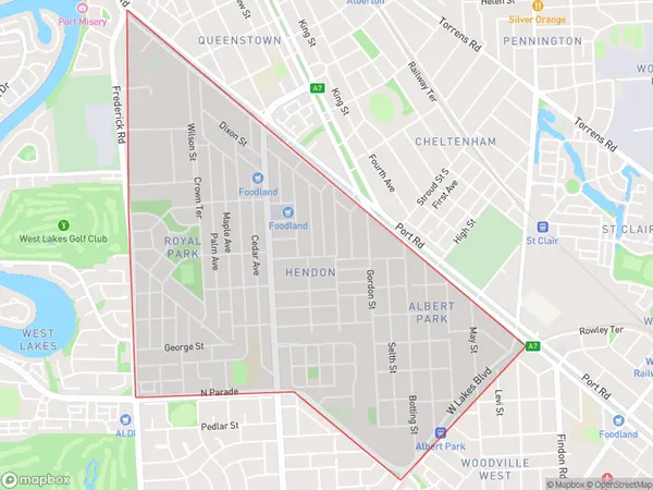 ZipCode 5014 Areas Map for Royal Park - Hendon - Albert Park