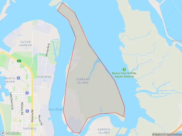 Torrens Island, South Australia Polygon Area Map