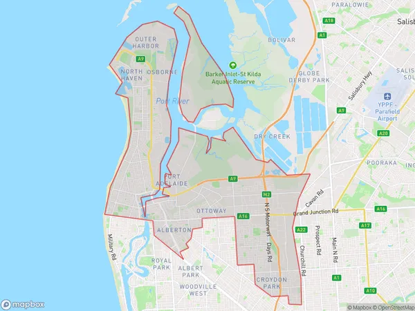 Port Adelaide West, South Australia Polygon Area Map