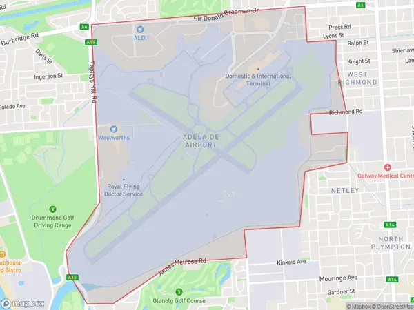 Adelaide Airport, South Australia Polygon Area Map