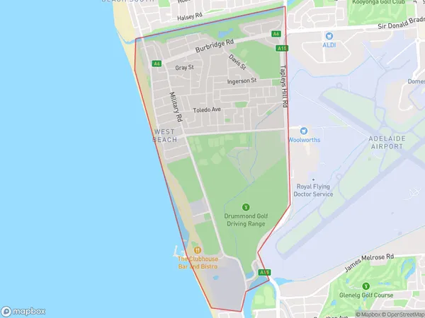 West Beach, South Australia Polygon Area Map