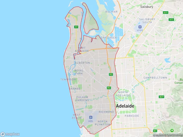 Adelaide West, South Australia Polygon Area Map