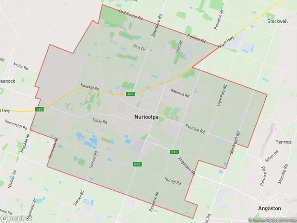 Nuriootpa, South Australia Polygon Area Map