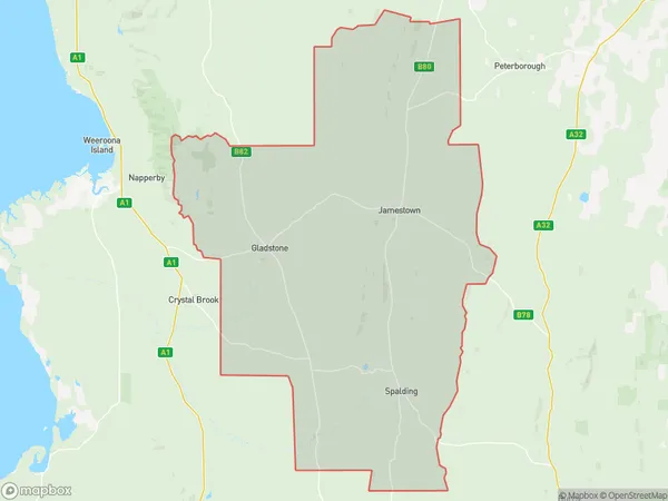 AU PostCode 5422 Suburbs Map for Jamestown