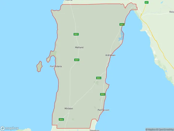 Postal Code 5555 Regions Map for Yorke Peninsula - North