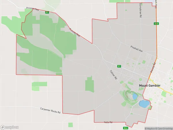 Mount Gambier West, South Australia Polygon Area Map