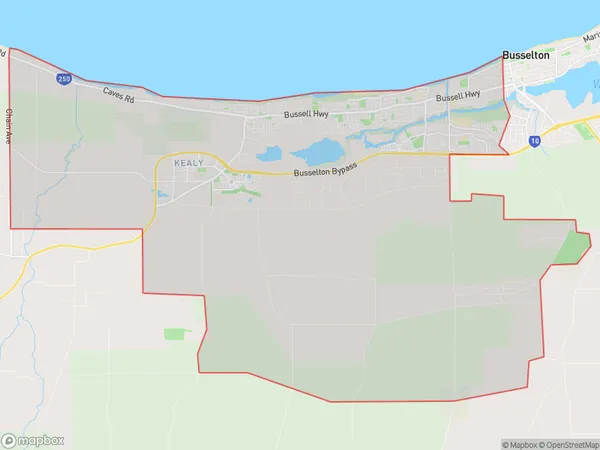 Busselton West, Western Australia Polygon Area Map