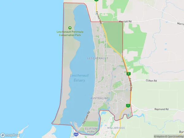 ZipCode 6233 Areas Map for Australind - Leschenault