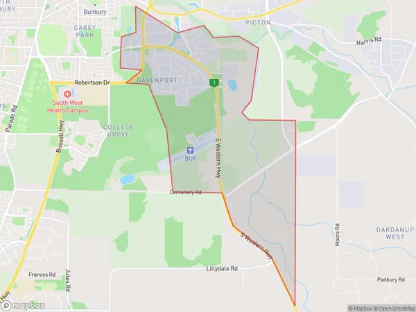 Davenport, Western Australia Polygon Area Map