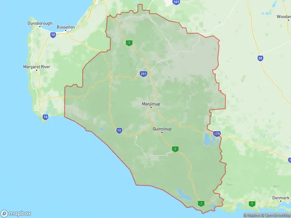 Manjimup, Western Australia Polygon Area Map