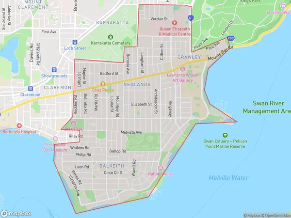 Nedlands Dalkeith Crawley, Western Australia Polygon Area Map