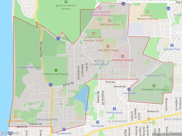 Swanbourne Mount Claremont, Western Australia Polygon Area Map