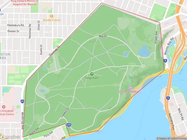 ZipCode 6005 Areas Map for Kings Park (WA)