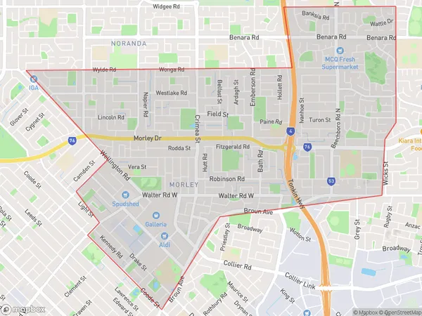 Morley, Western Australia Polygon Area Map