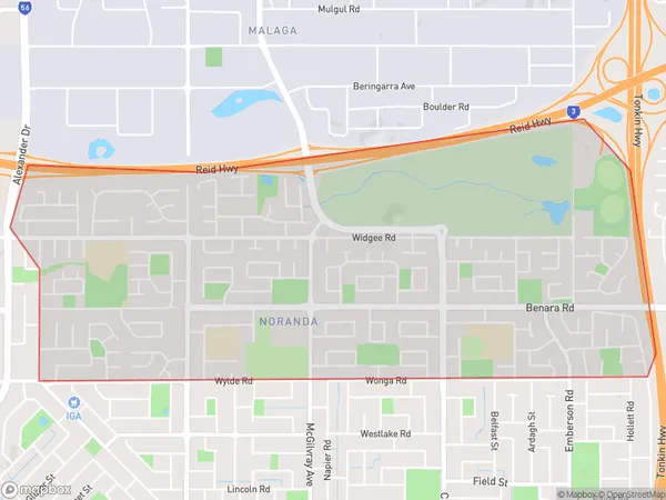 Noranda, Western Australia Polygon Area Map