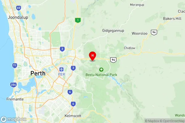 Glen Forrest Darlington, Western Australia Region Map