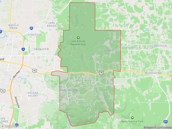 ZipCode 6070 Areas Map for Glen Forrest - Darlington