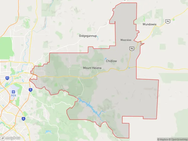 Mundaring, Western Australia Polygon Area Map