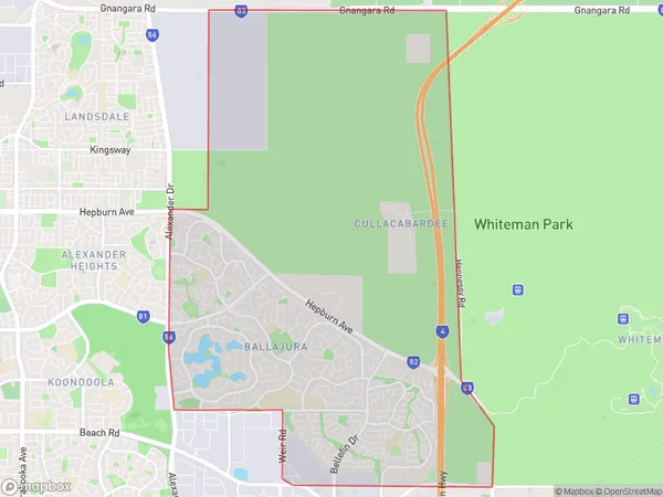 Ballajura, Western Australia Polygon Area Map