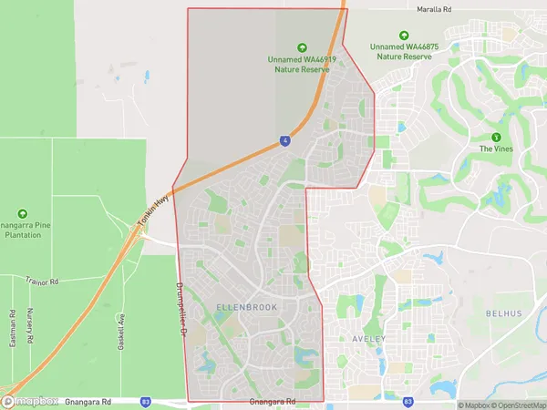 Ellenbrook, Western Australia Polygon Area Map