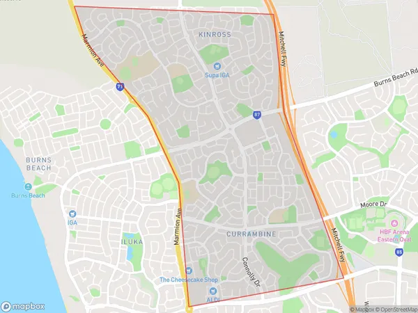 Currambine Kinross, Western Australia Polygon Area Map