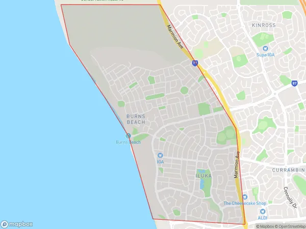 ZipCode 6028 Areas Map for Iluka - Burns Beach