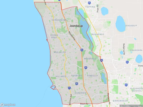 Joondalup, Western Australia Polygon Area Map