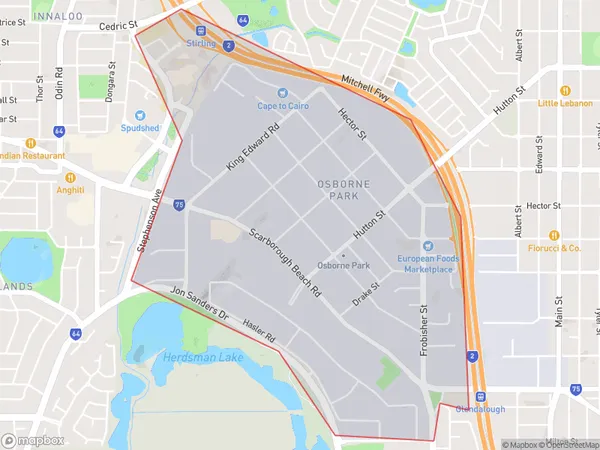 Osborne Park Industrial, Western Australia Polygon Area Map