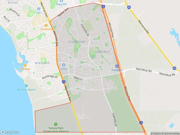 Clarkson, Western Australia Polygon Area Map