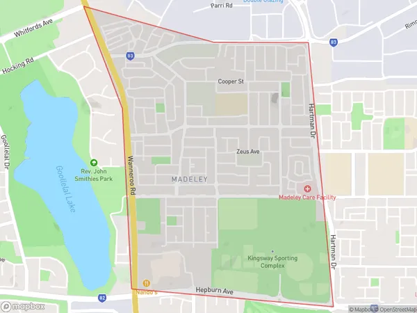 AU PostCode 6065 Suburbs Map for Madeley - Darch - Landsdale