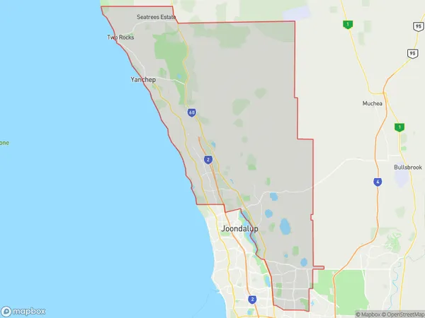 Wanneroo, Western Australia Polygon Area Map