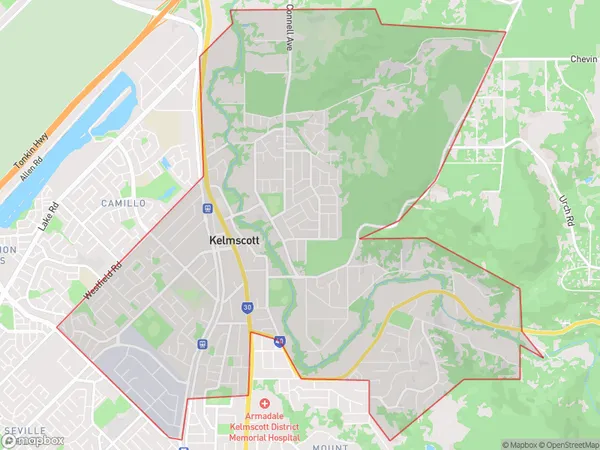 Kelmscott, Western Australia Polygon Area Map