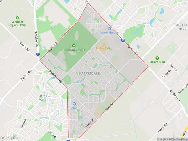 Harrisdale, Western Australia Polygon Area Map