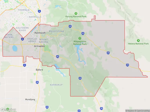 Armadale, Western Australia Polygon Area Map