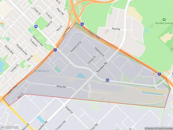 AU PostCode 6105 Suburbs Map for Kewdale Commercial