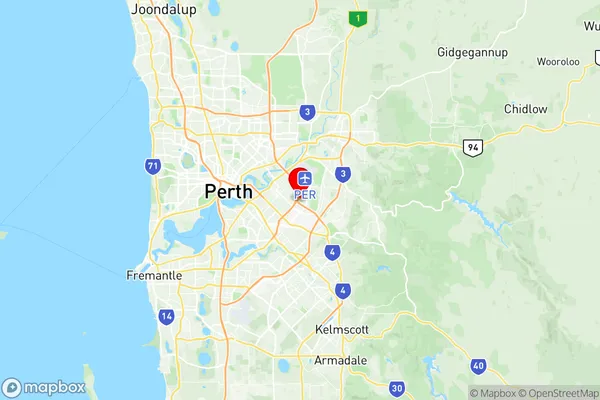 Perth Airport, Western Australia Region Map