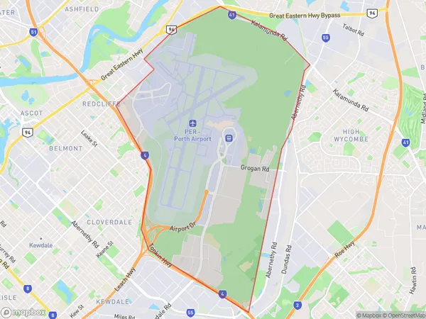 Perth Airport, Western Australia Polygon Area Map